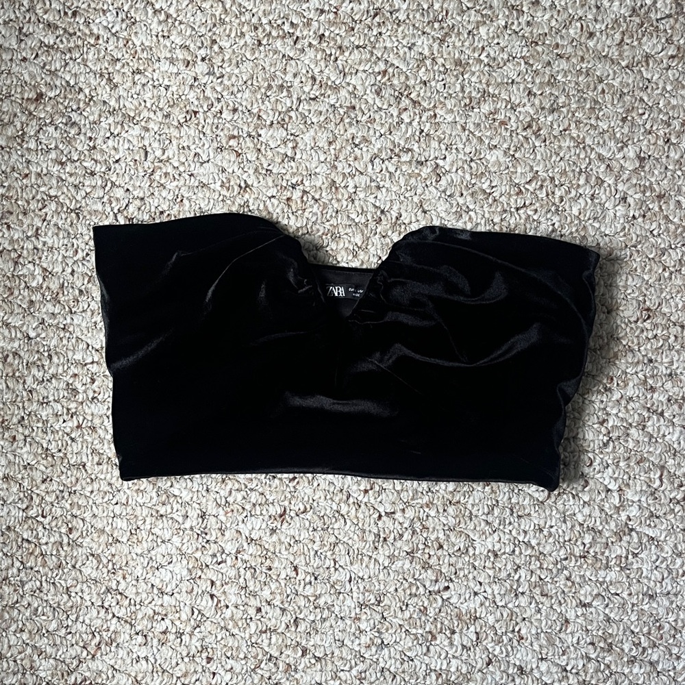 Zara Black Velvet Top
